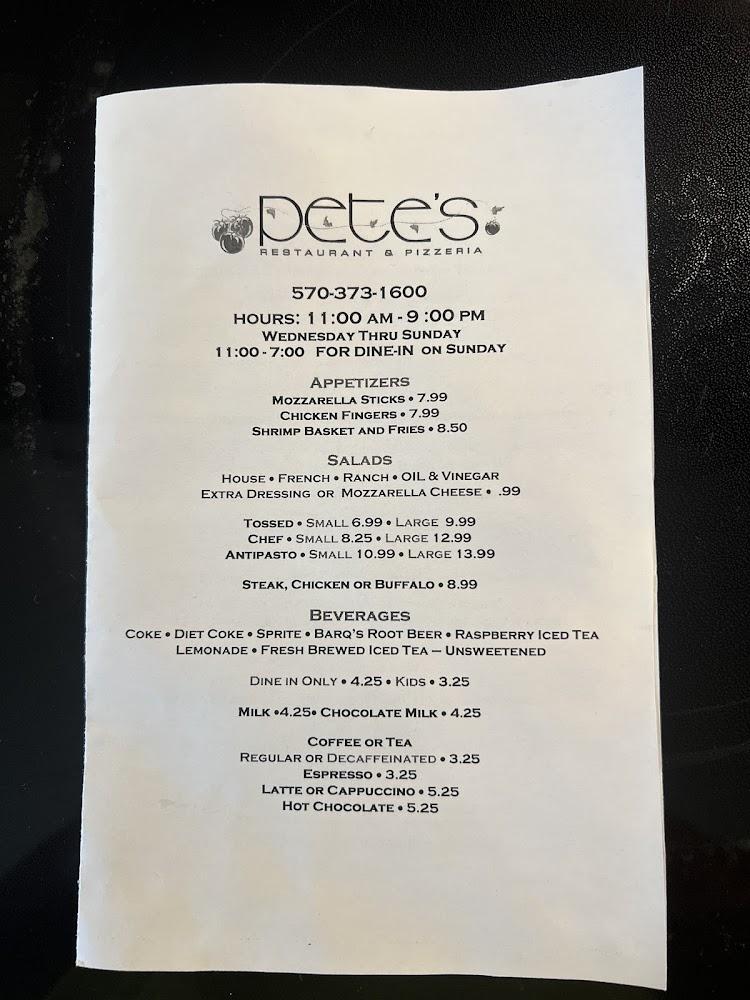 Pete's Restaurant & Pizzeria Menu image 3